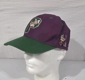 Vintage Popeye Snapback Cap Purple Green Embroidered Cartoon Hat Adjustable 90s